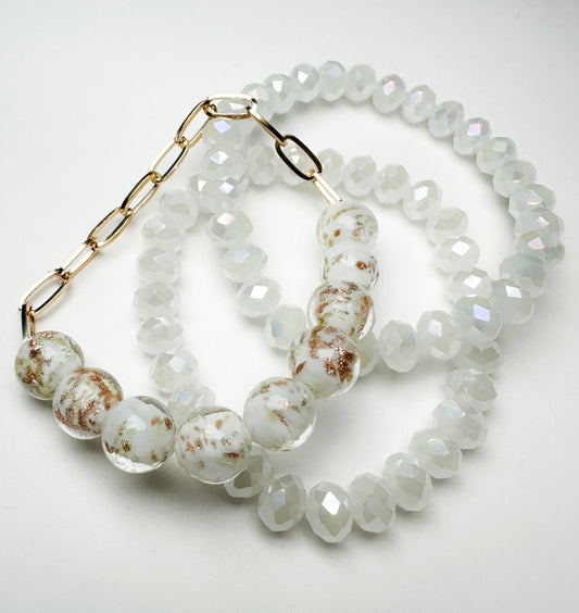 Classy Chic White Marble Bracelet set