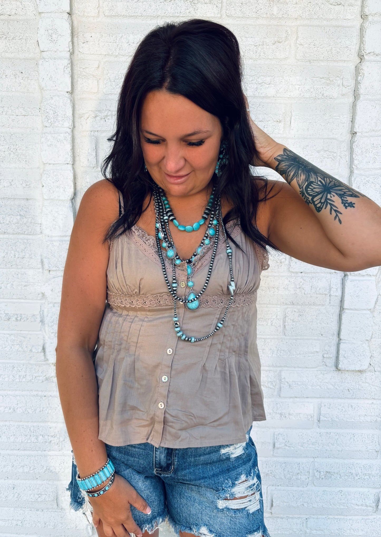 Follow Me Brown Linen Tank Top