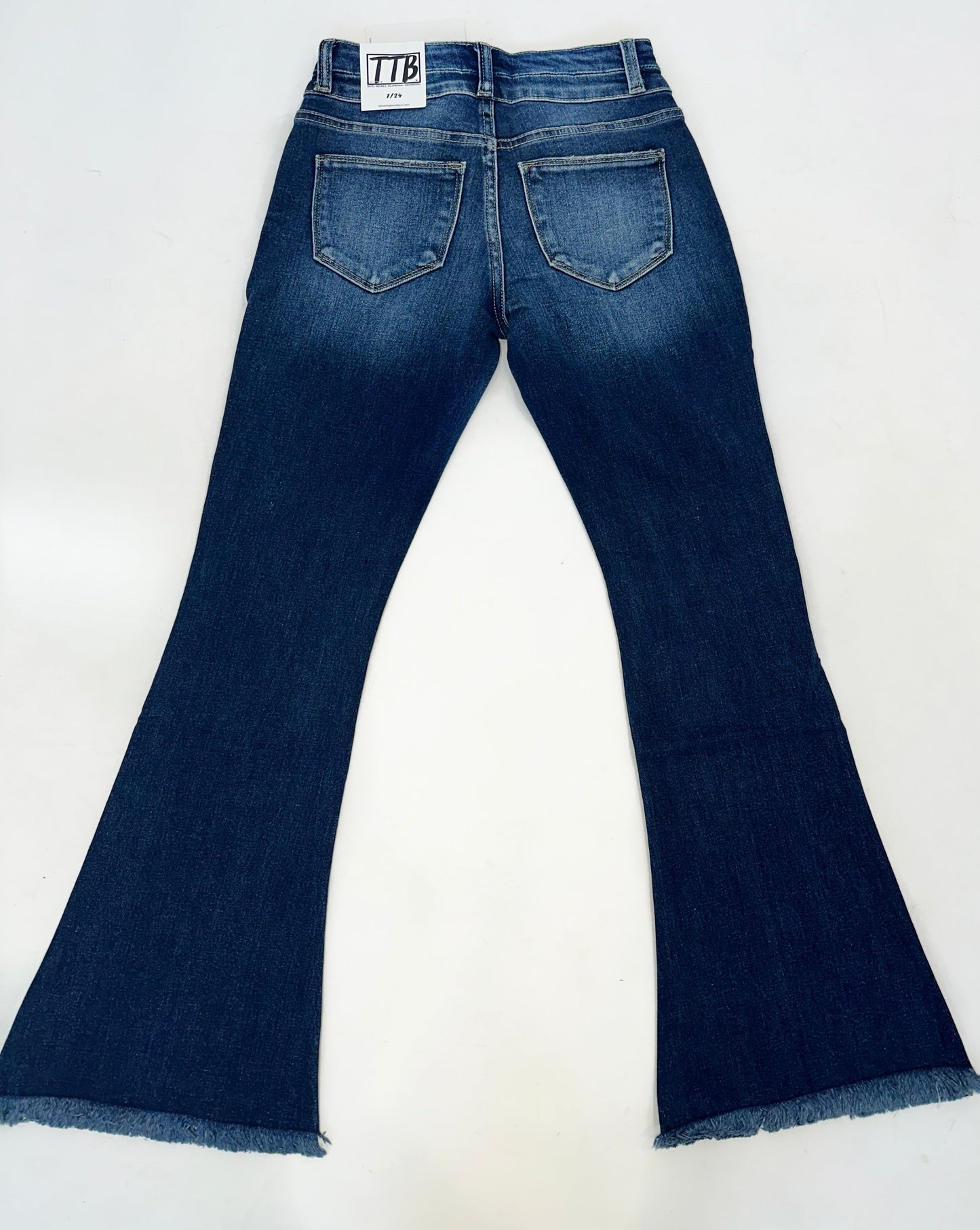 DARK WASH Route 507 Milestone Distressed Denim Flare Jeans