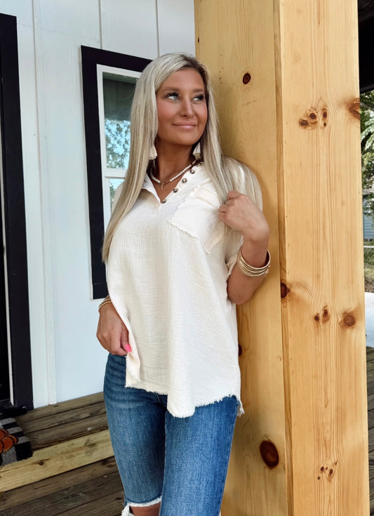 Keeping It Casual Frayed Edge Top