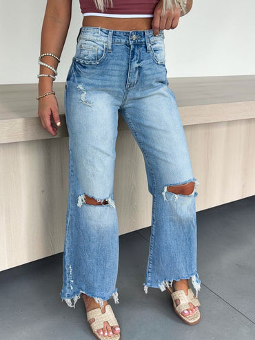 Lila Mae Distressed Vintage Flare Jeans