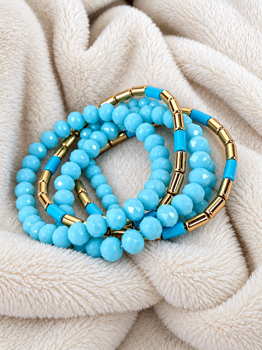 Baby Blue Beaded Bracelet Set