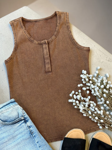 Coffee Vintage Wash Tank Top
