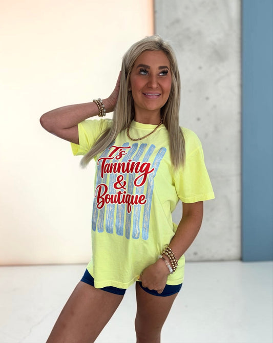 T's Tanning Neon Yellow Graphic T-shirt