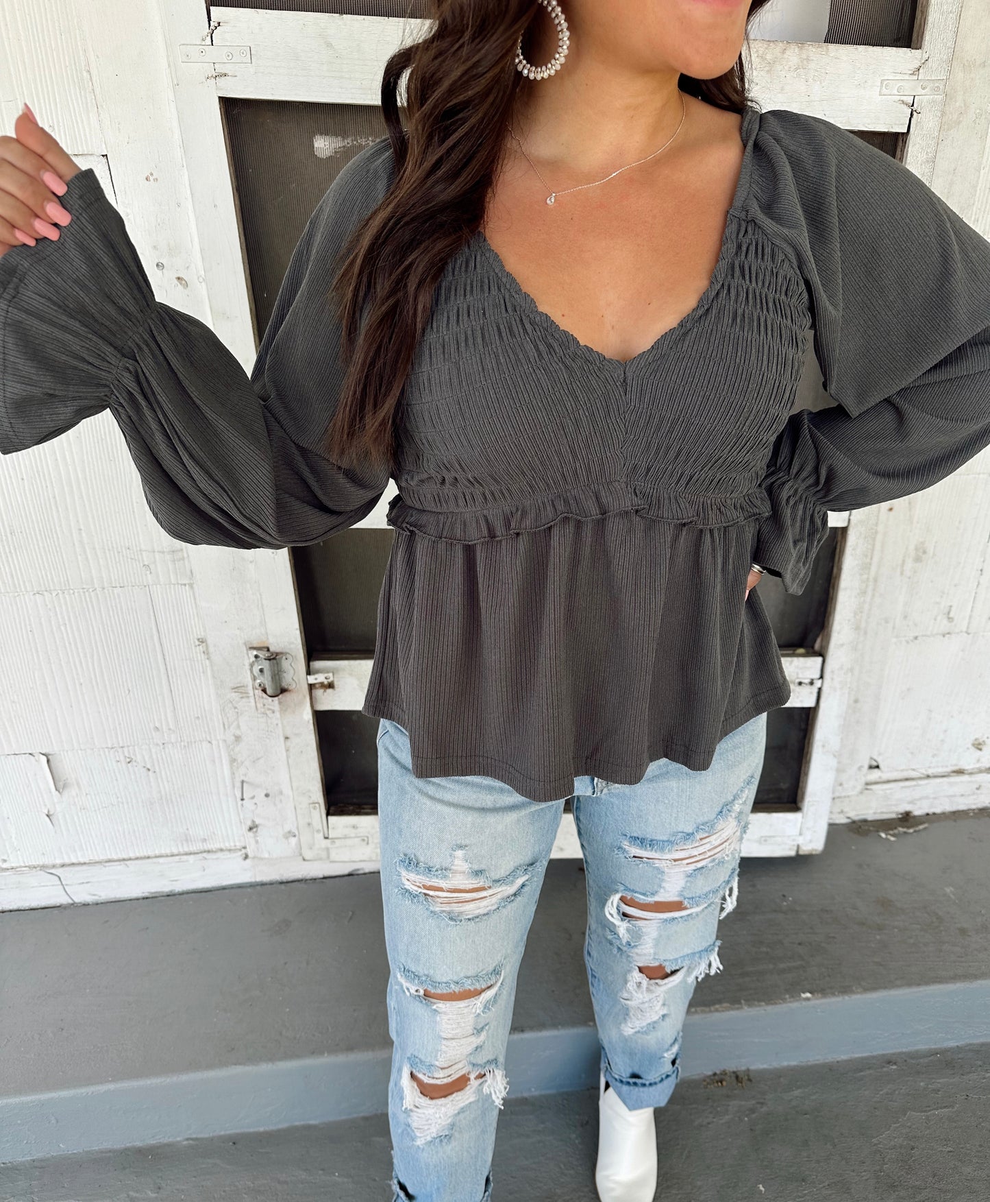 Adore You Smocked Babydoll Top