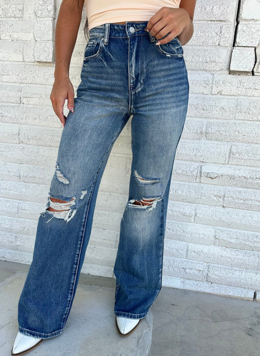 Sammi Distressed Straight Leg Denim Jeans