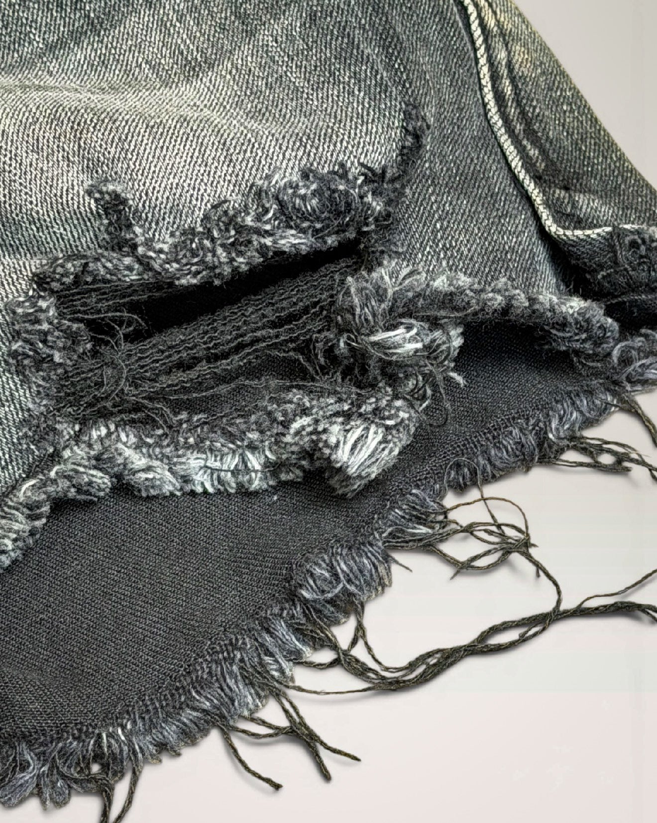 Black Deisel Distressed Hem Denim Shorts
