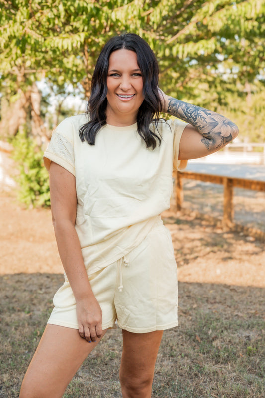 Sunny Eyelet Short Sleeve Set