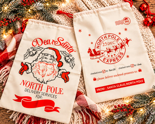 White Christmas Santa Sack
