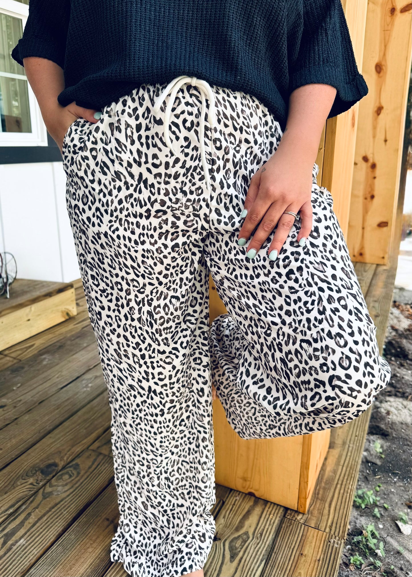 Lazy Leopard Drawstring Lounge Pants