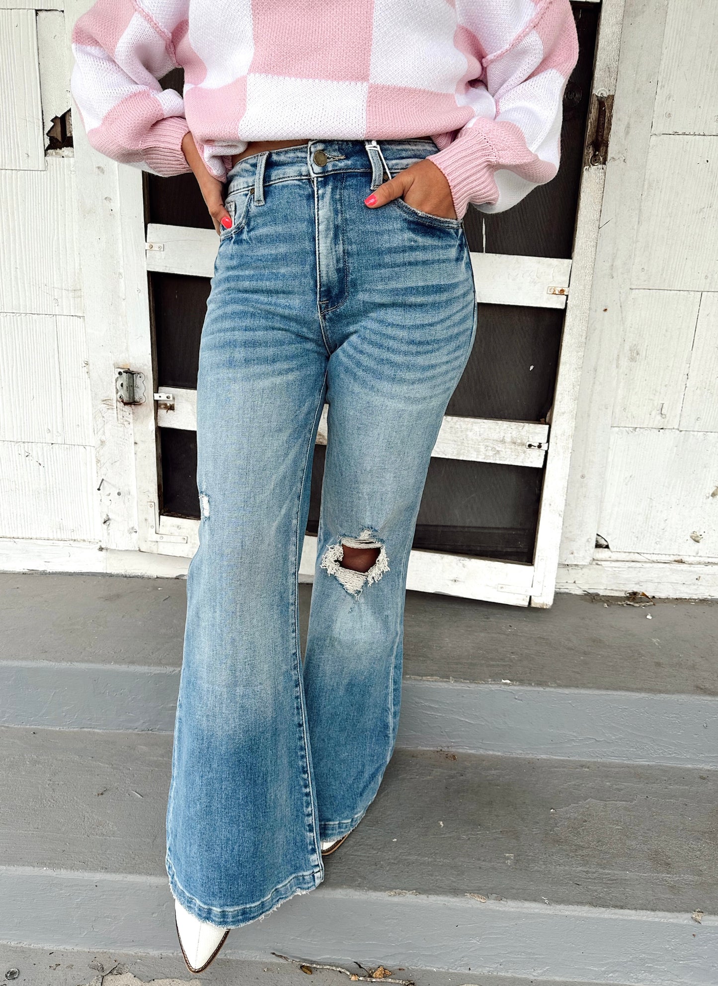 Lainey distressed Flare Denim Jeans