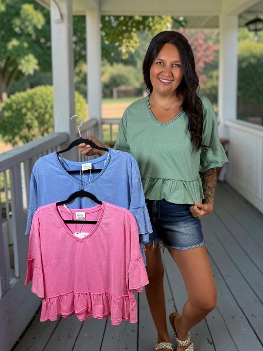 Washed Comfort Ruffle Tee