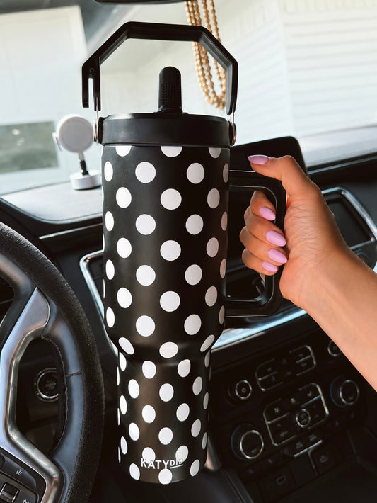 Black & White Polka Dot Tumbler Cup