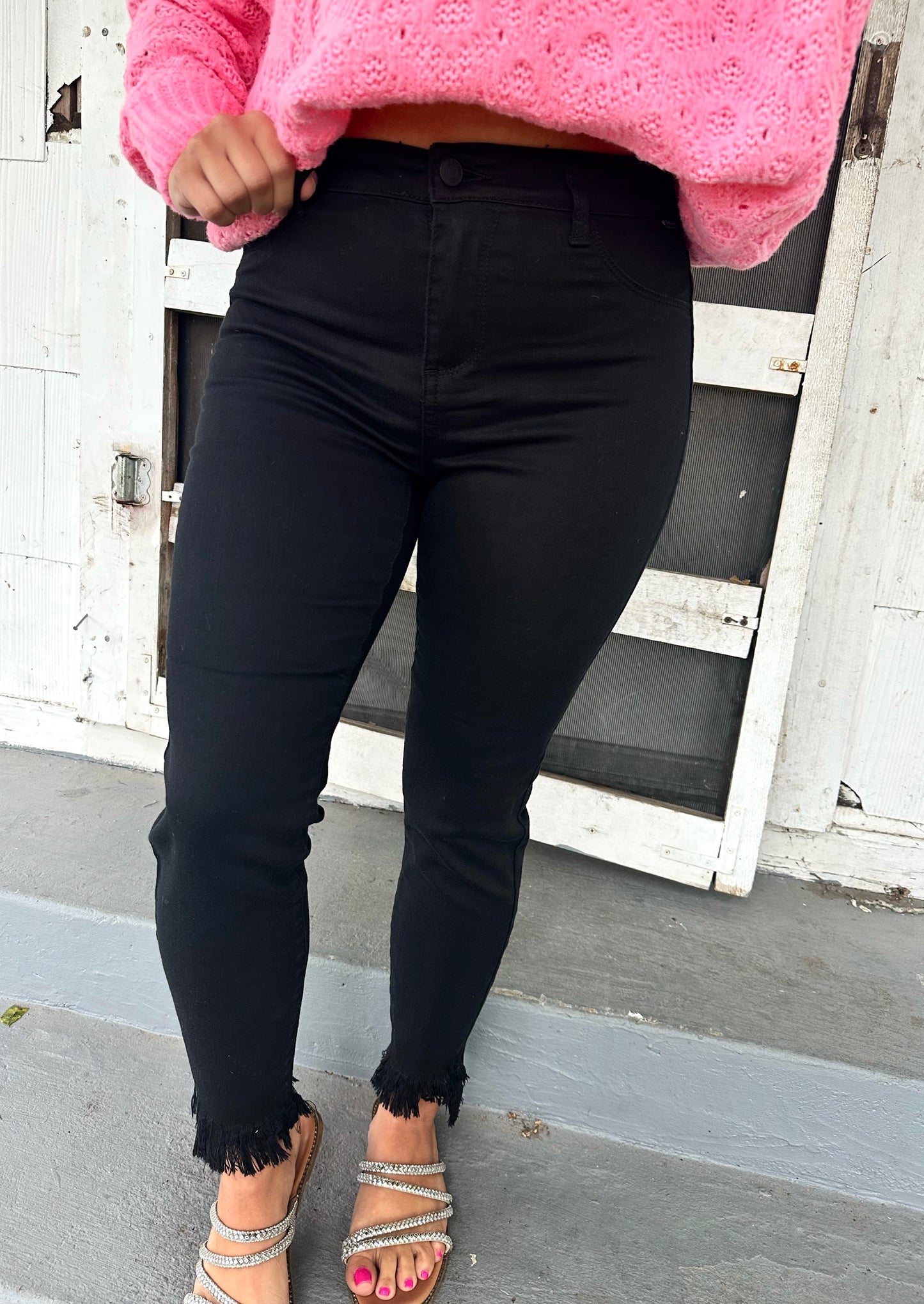 Kenna Midrise Black Skinny Jeans