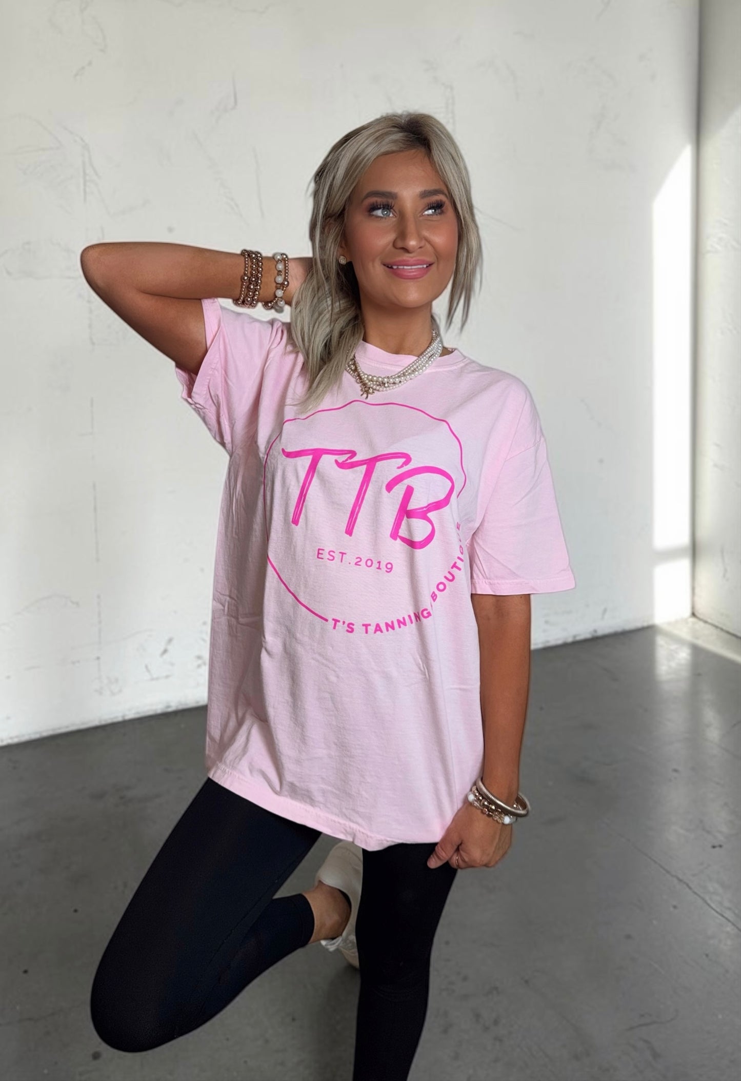 Pink Circle TTB Logo Graphic T-shirt