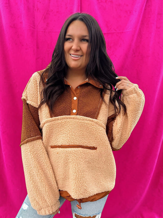 Honey Haze Half-Button Sherpa Sweatshirt