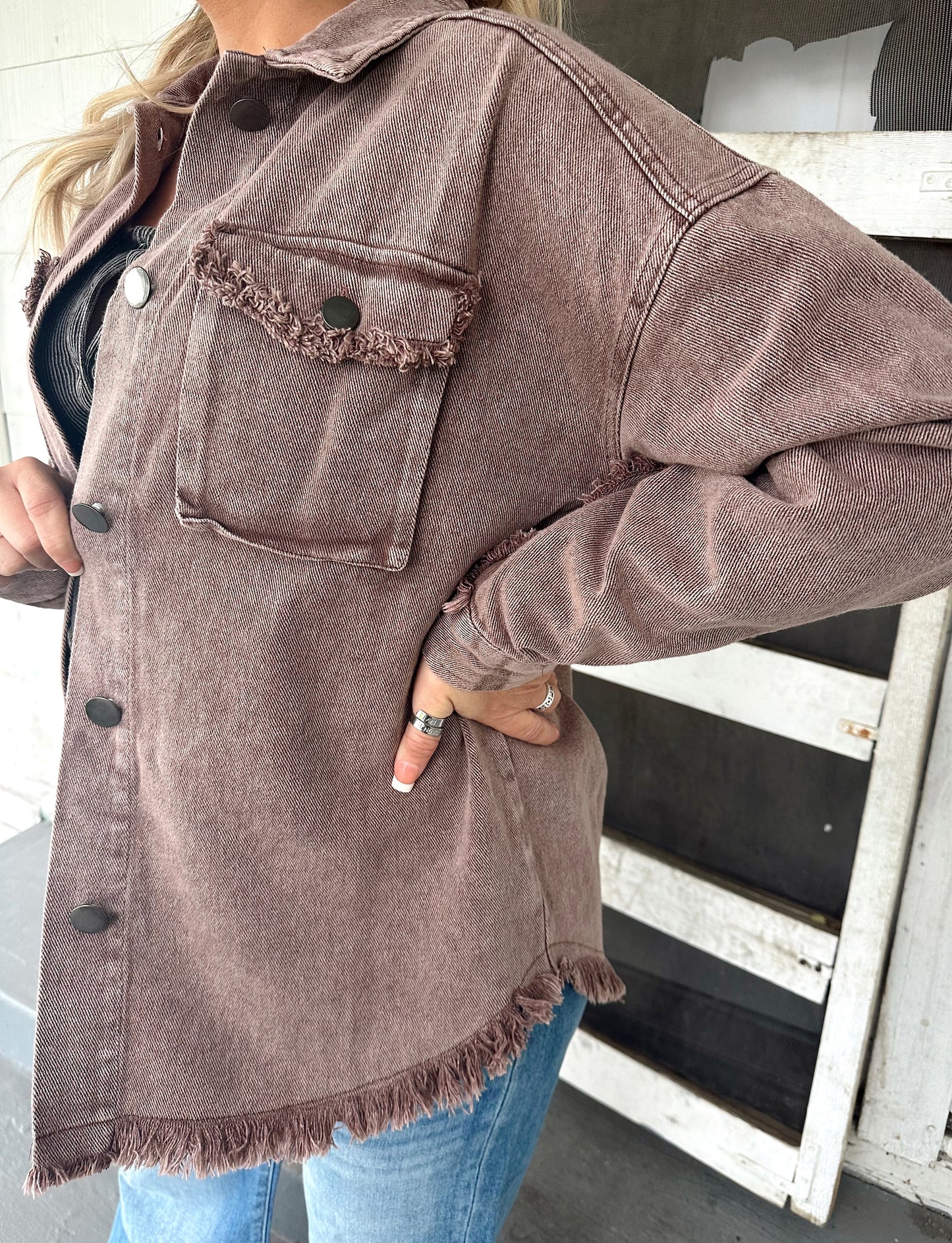 Mauve Vintage Jean Distressed Jacket