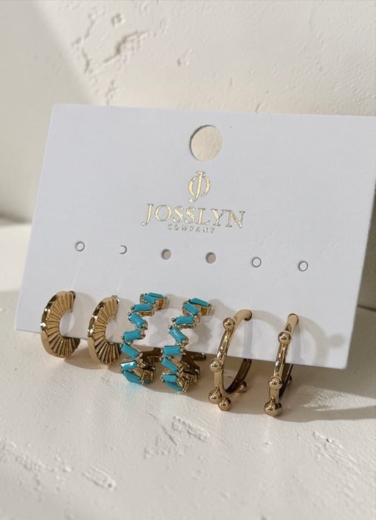 Stones And Hoops Trio Earring Set