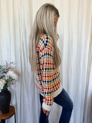 Whimsy Dot Button-Up Knit Cardigan Top