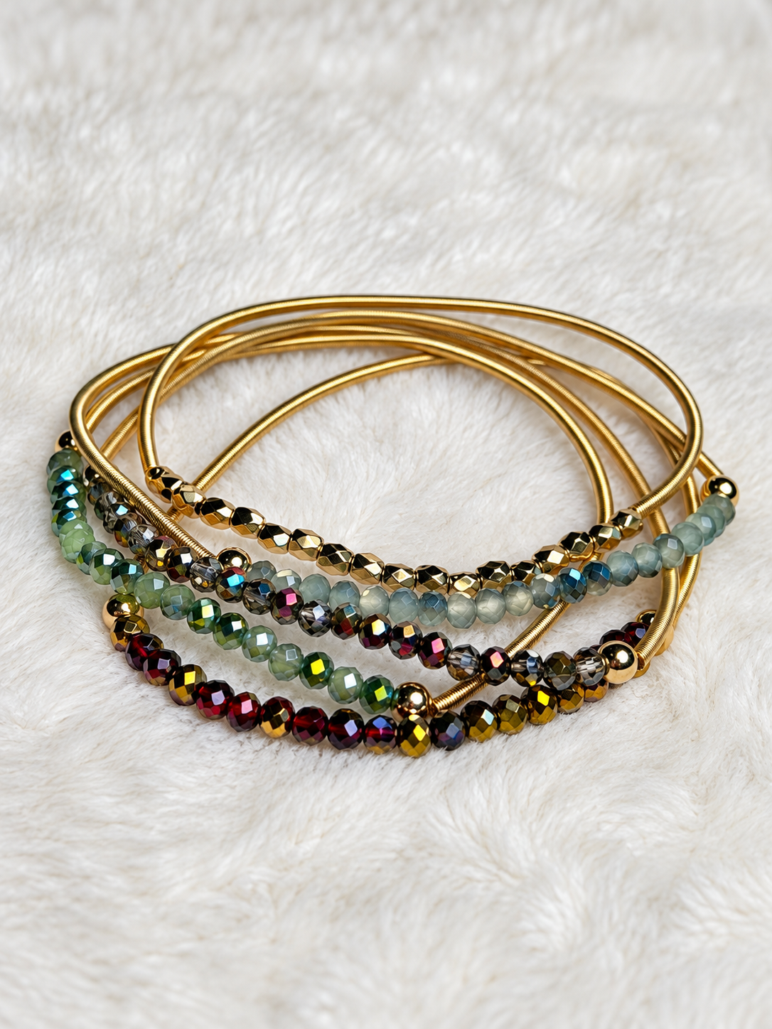Golden Bloom Coils Bracelet Set
