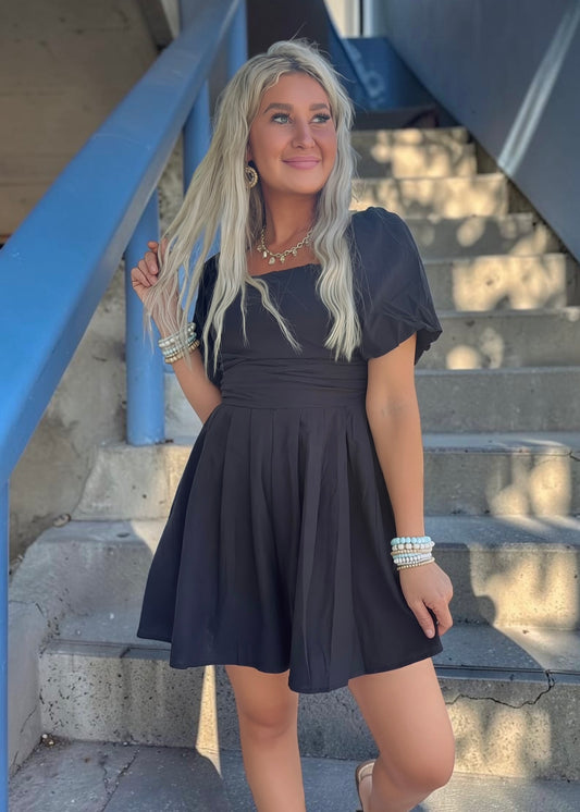 Black Essence Square Neck Romper