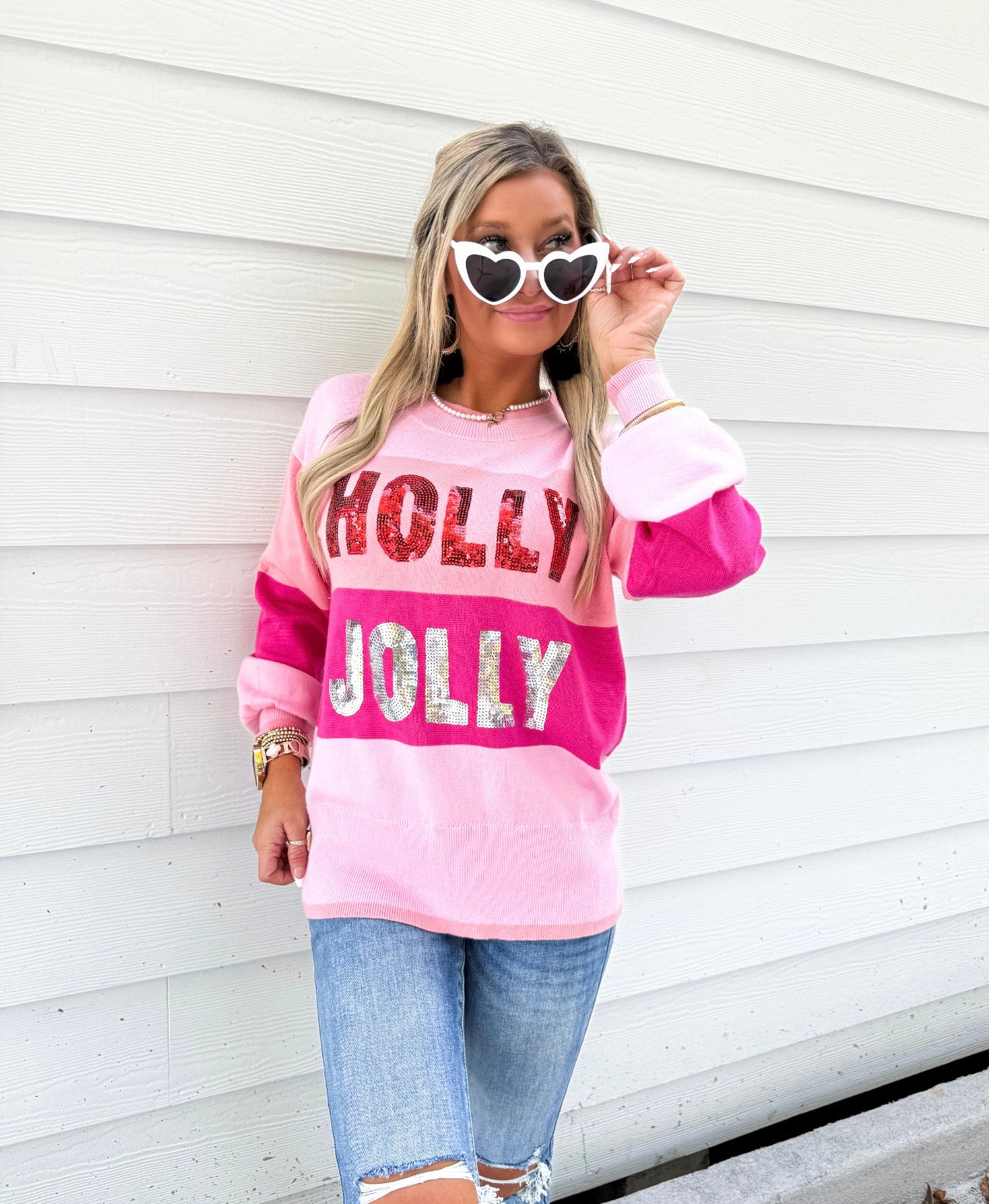 Stay Holly Jolly Color Block Sweater Top
