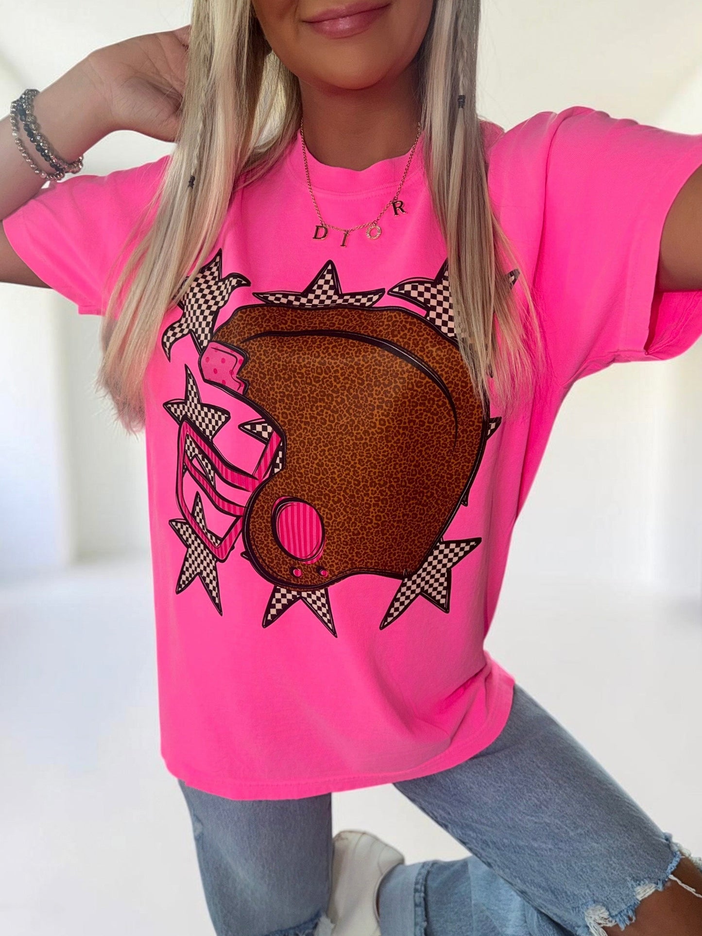 Check Me Out Stars & Helmet Graphic T-shirt