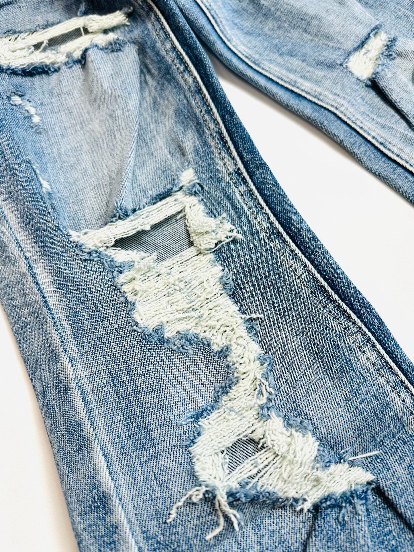 Dana Double Button Distressed High Rise Jeans