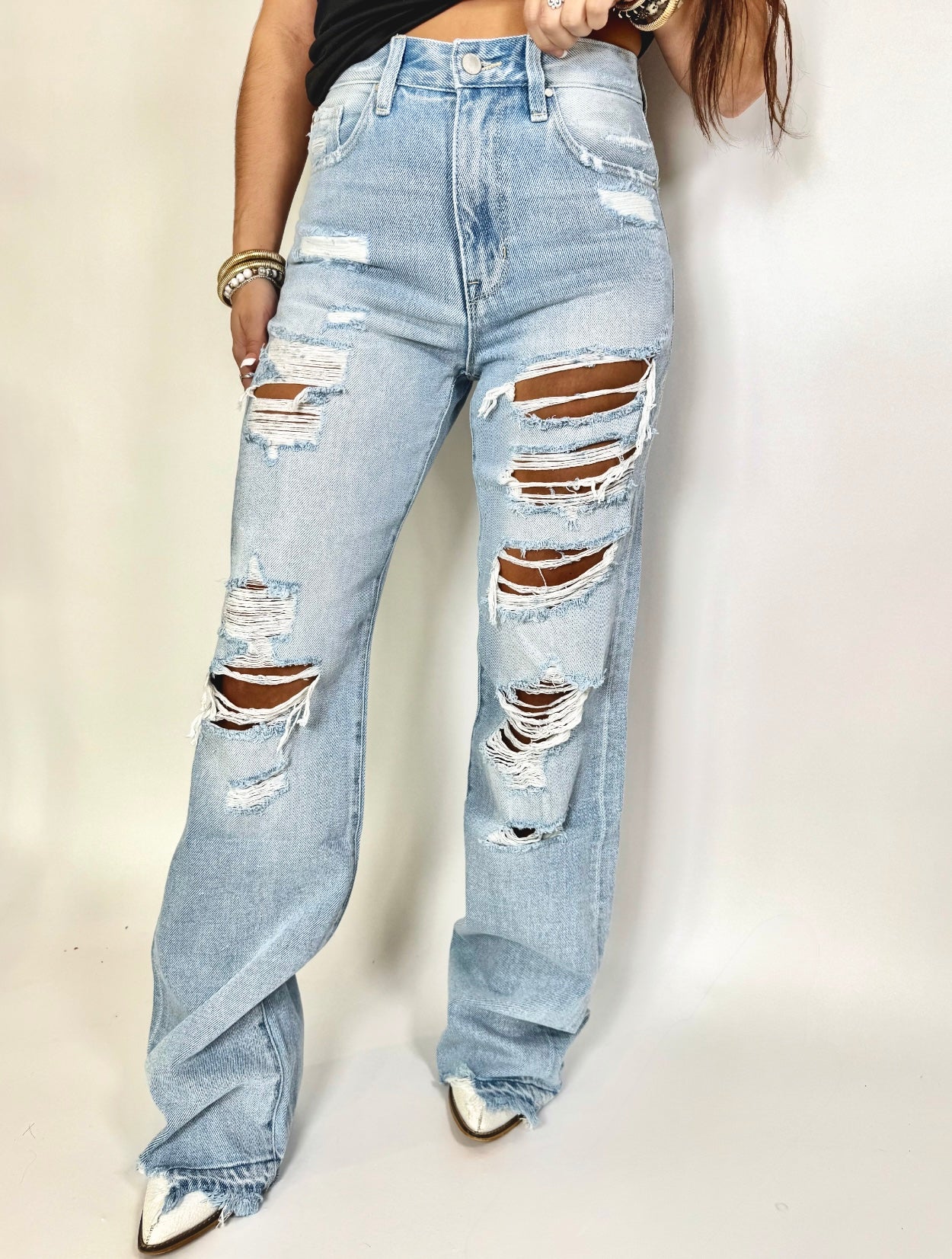 Lara Distressed High Rise Vintage Jean