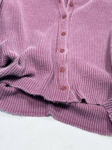 Buttoned Bliss Crop Waffle Knit Top