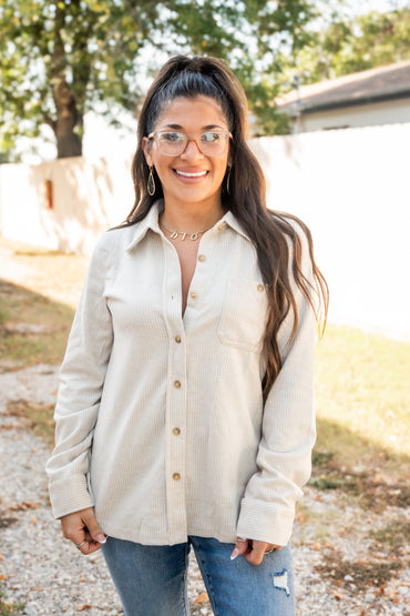 Prescott Stripe Button-Up Top