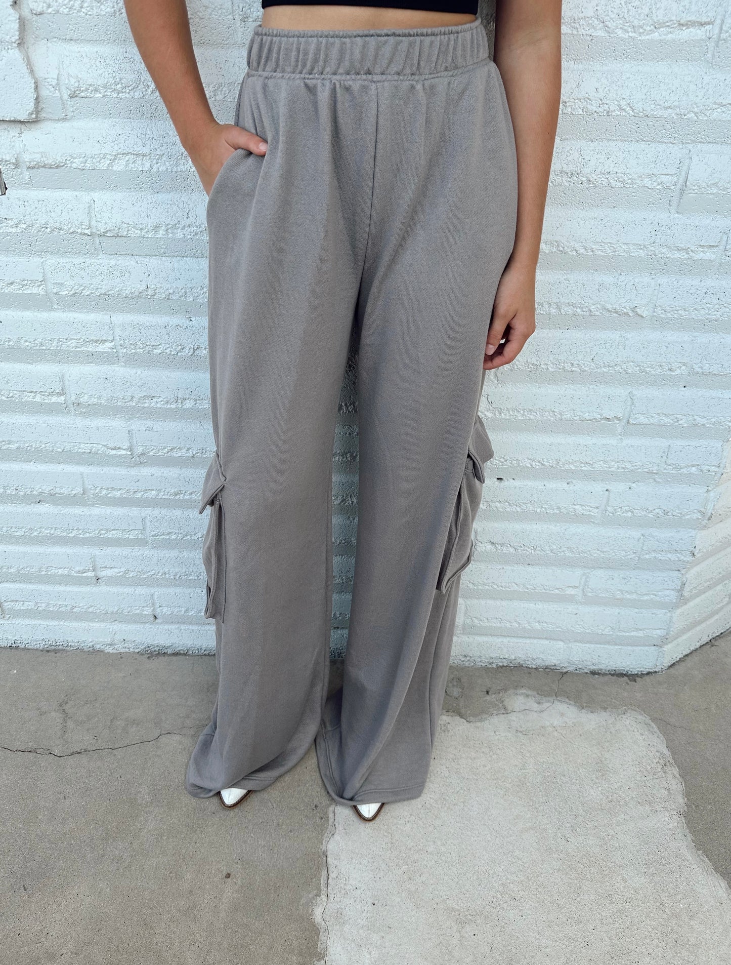 Solid Cargo Flare Sweatpants