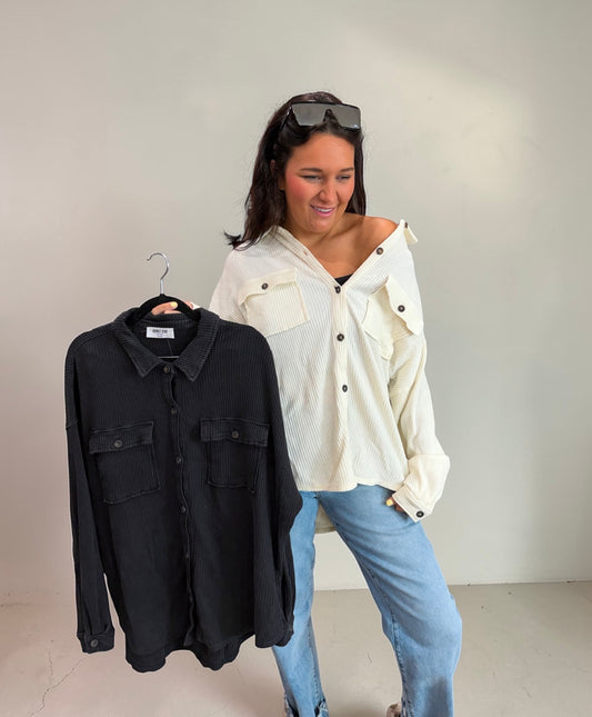 Harvest Ridge Mineral Washed Corduroy Shacket Top