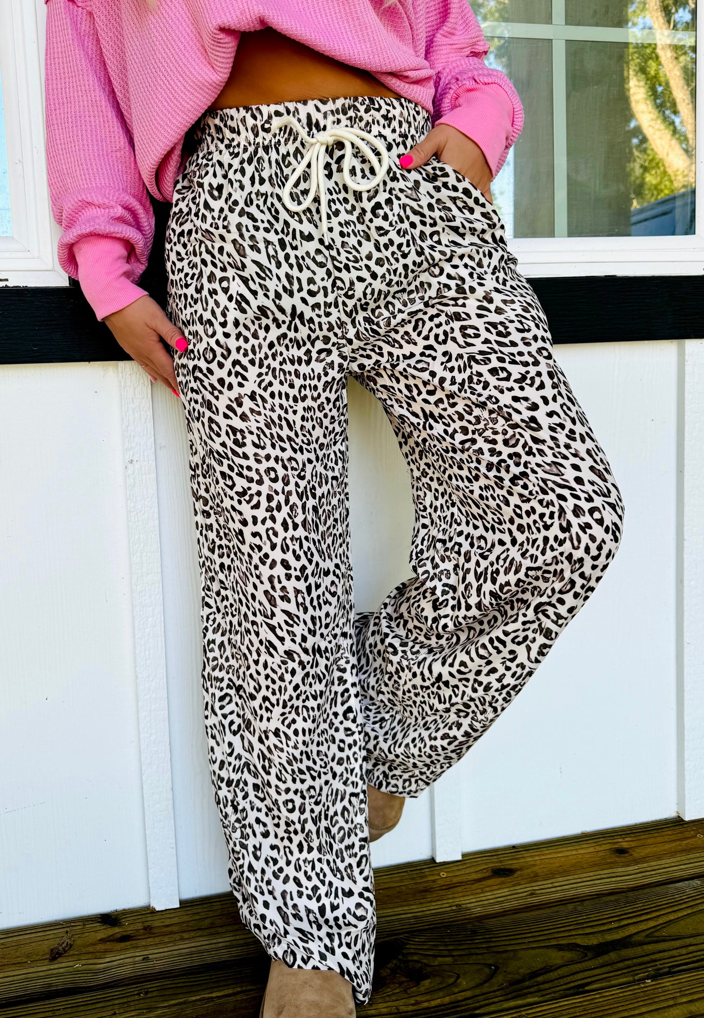 Lazy Leopard Drawstring Lounge Pants