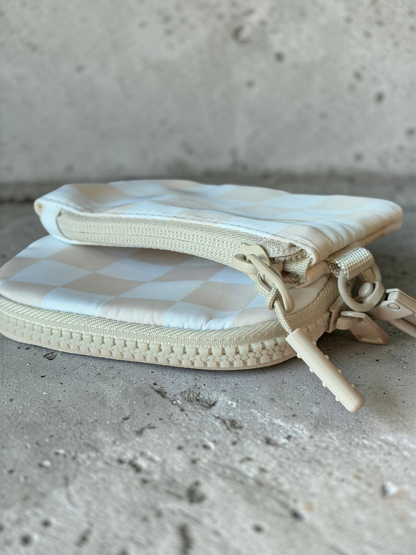 Checkered Dual Pouch Wristlet