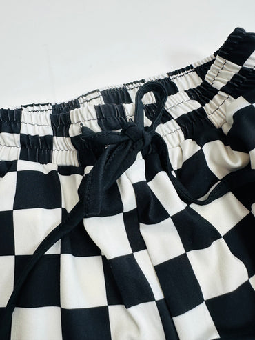 Make A Change Checkered Drawstring Shorts