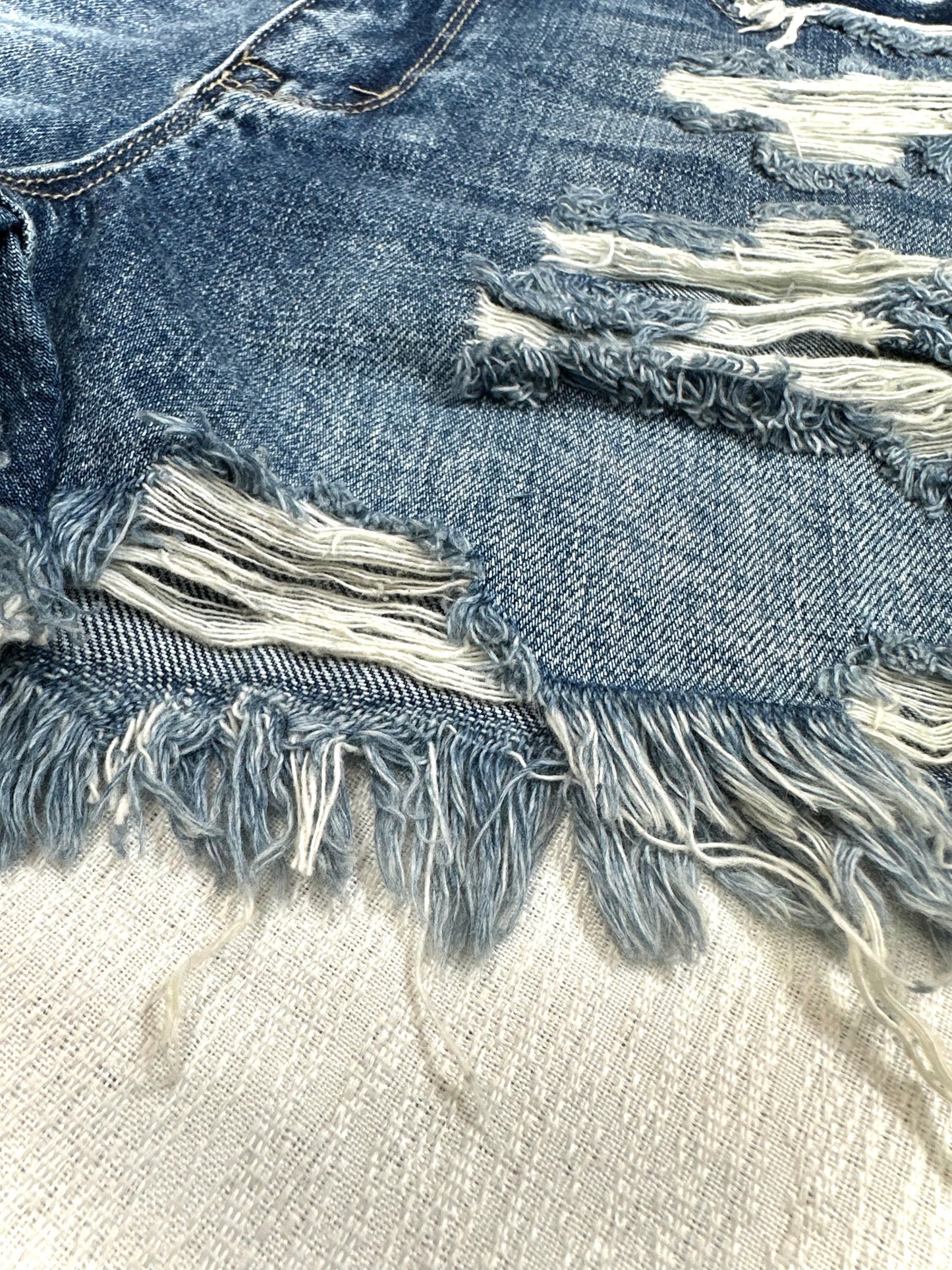 Alyssa High Rise Distressed Denim Shorts