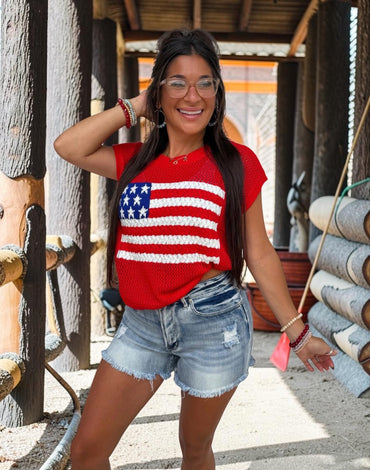 Star‑Spangled Sweater Tee Top