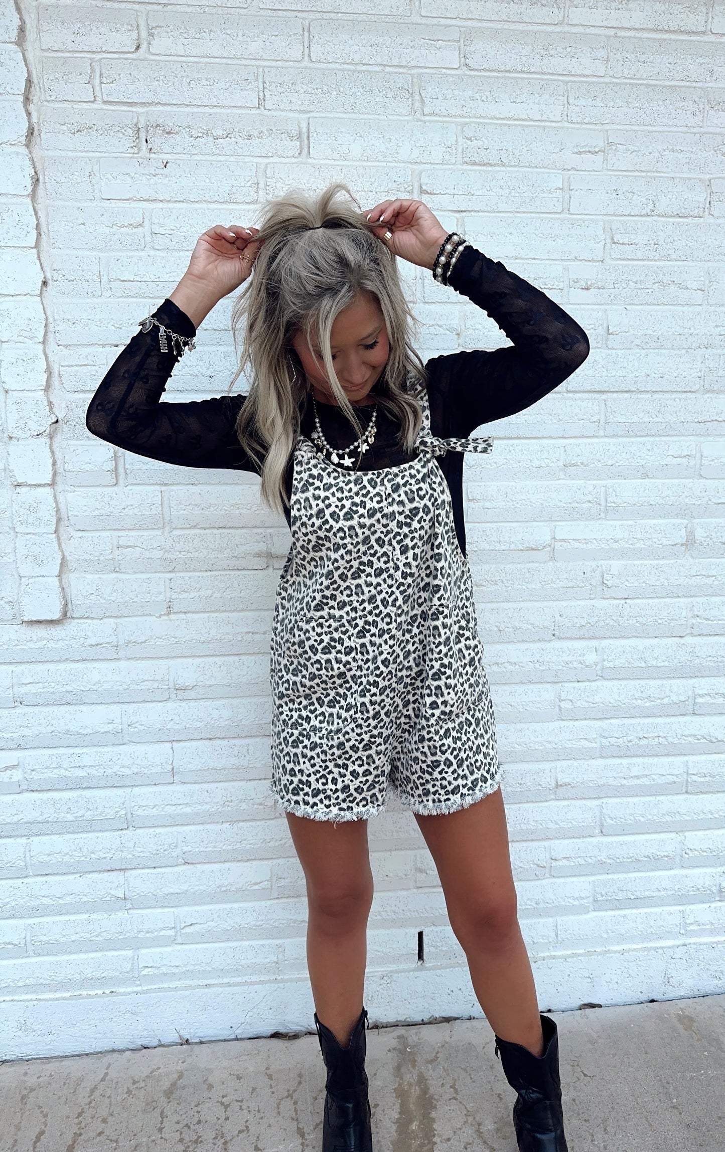 Out For The Night Cheetah Denim Romper