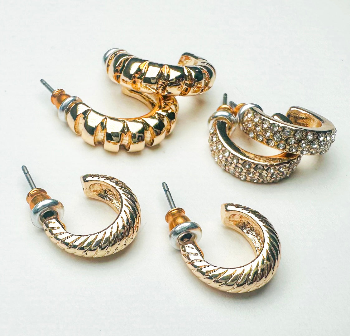 All That Glitters Trio Hoop Earrings