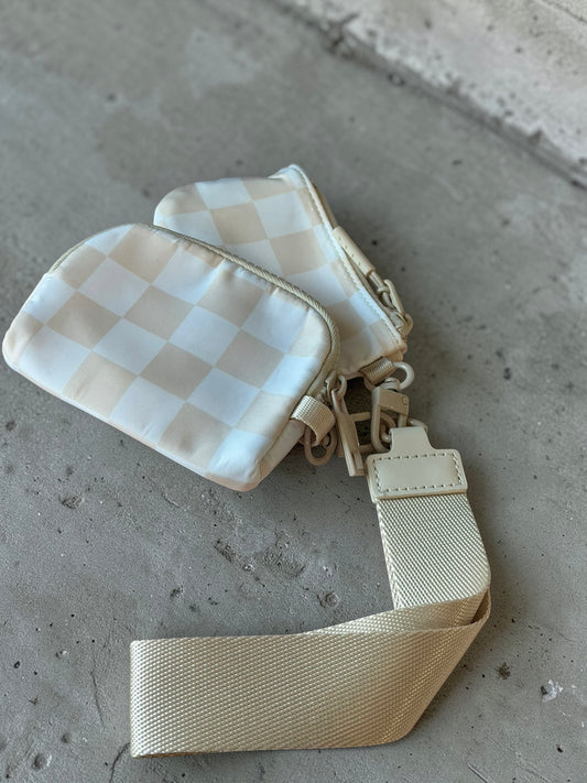Checkered Dual Pouch Wristlet