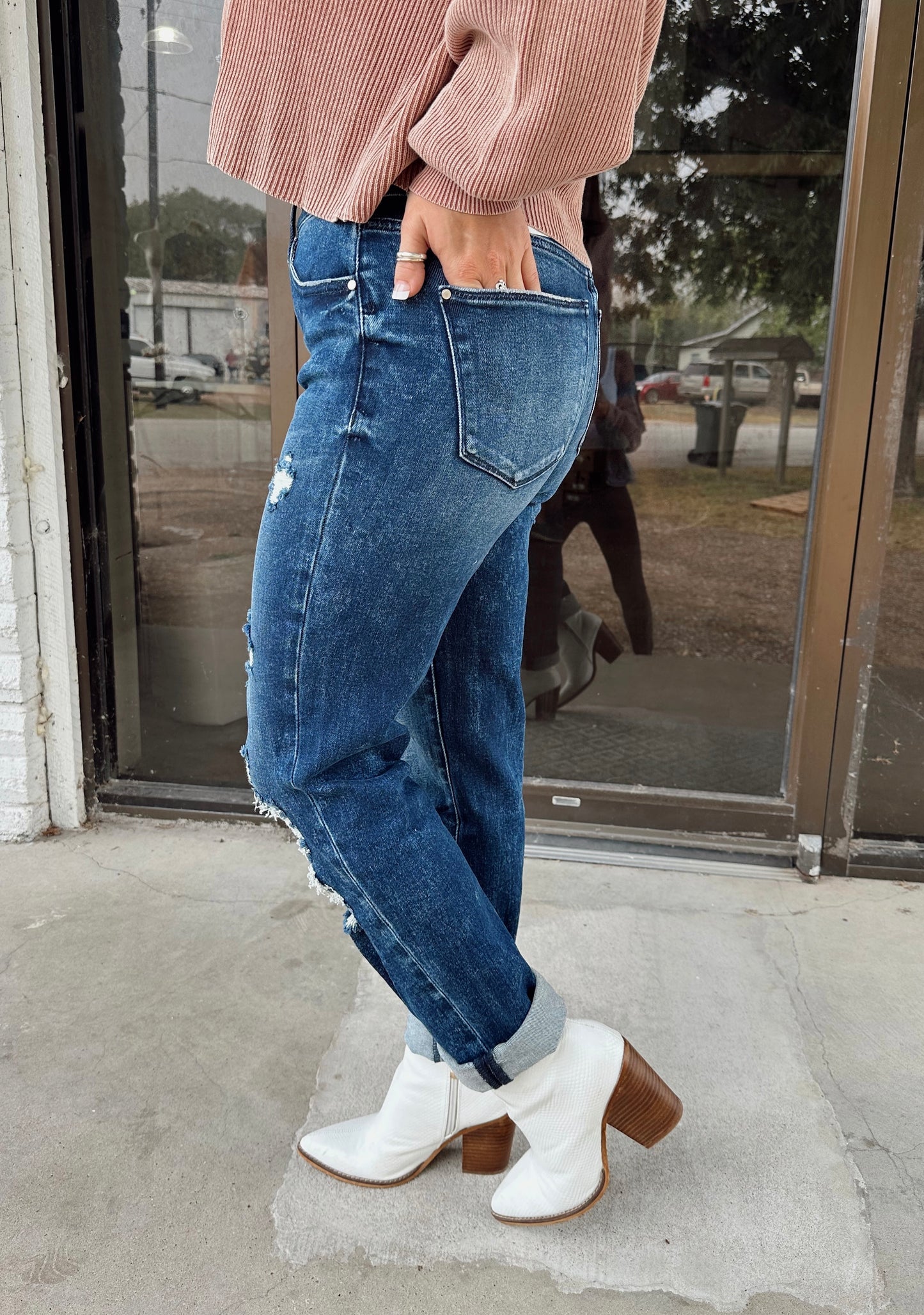 Nessa distressed mom Denim