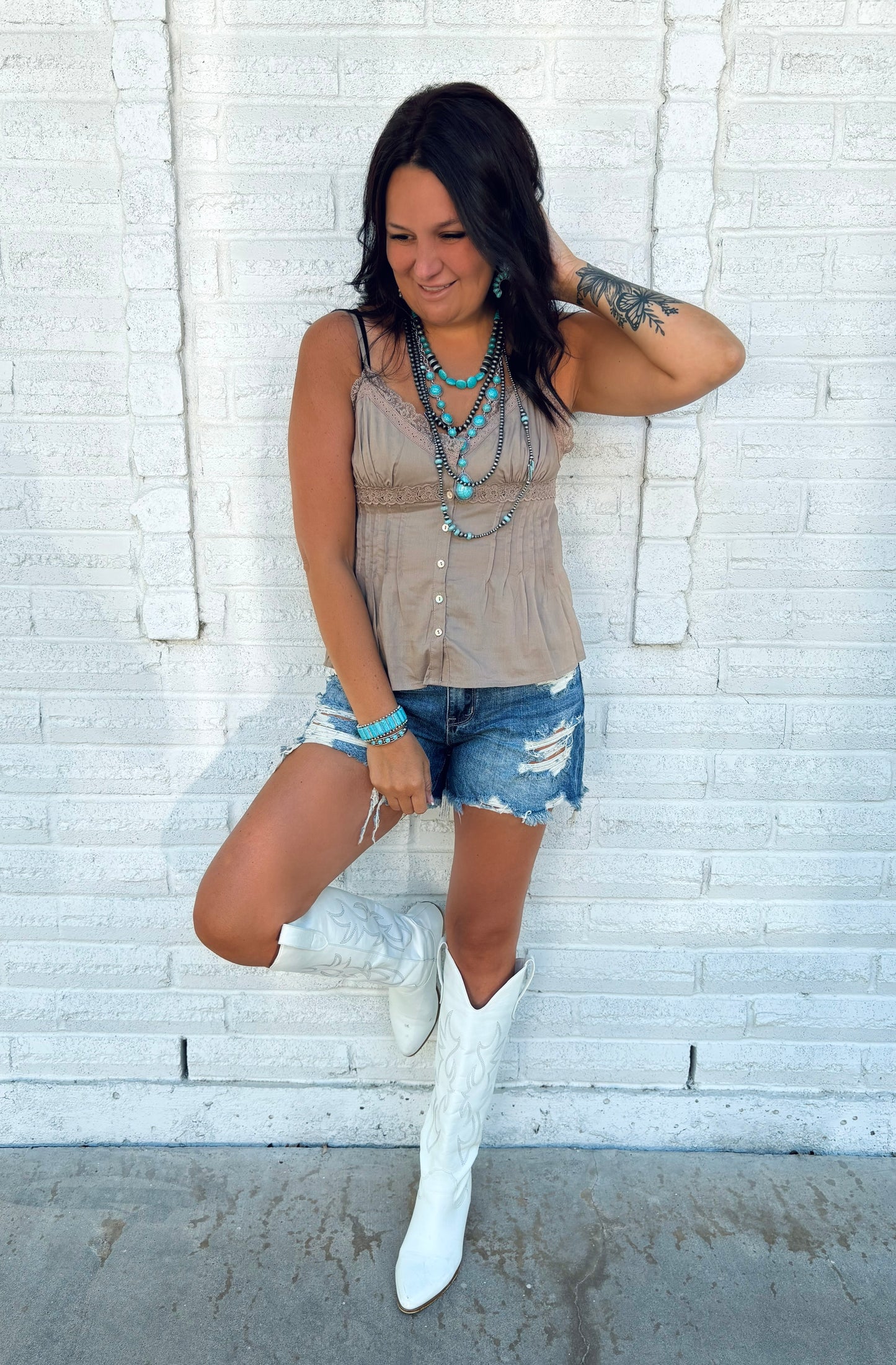 Follow Me Brown Linen Tank Top