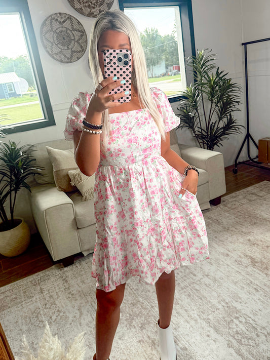 Floral Daydream Square‑Neck Dress