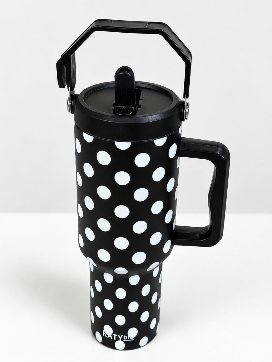Black & White Polka Dot Tumbler Cup