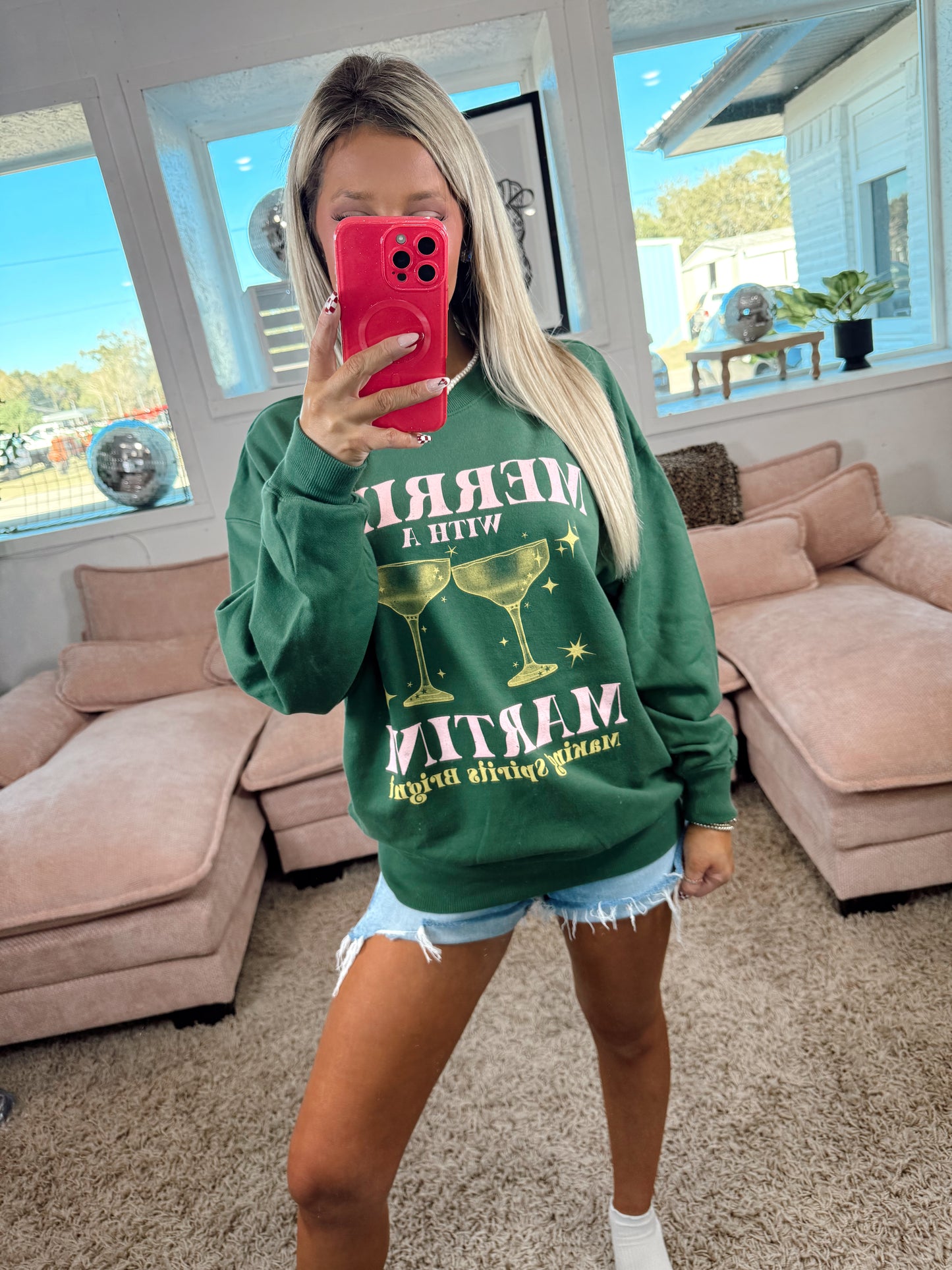 Life Is Merrier With A Martini Graphic Sweatshirt