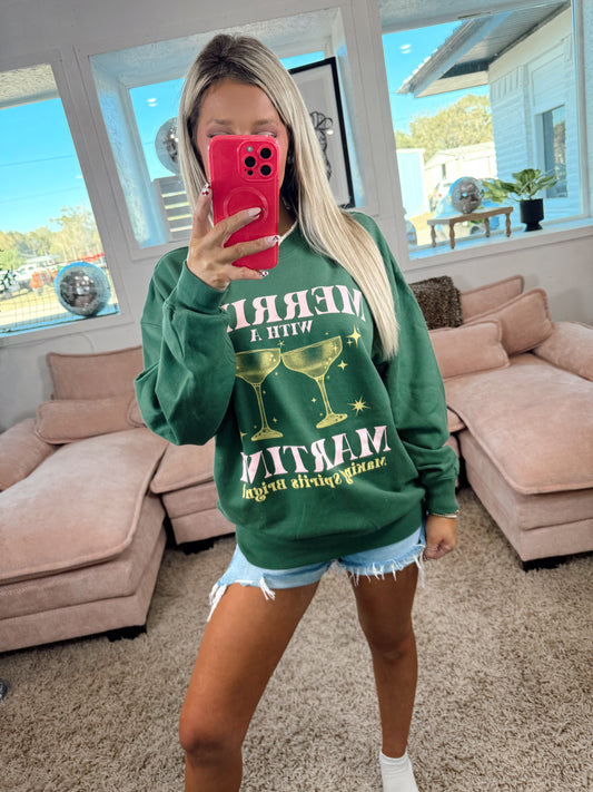 Life Is Merrier With A Martini Graphic Sweatshirt