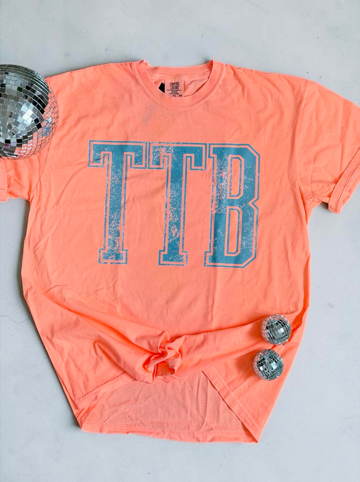 Distressed TTB Neon Cantaloupe Graphic T-shirt