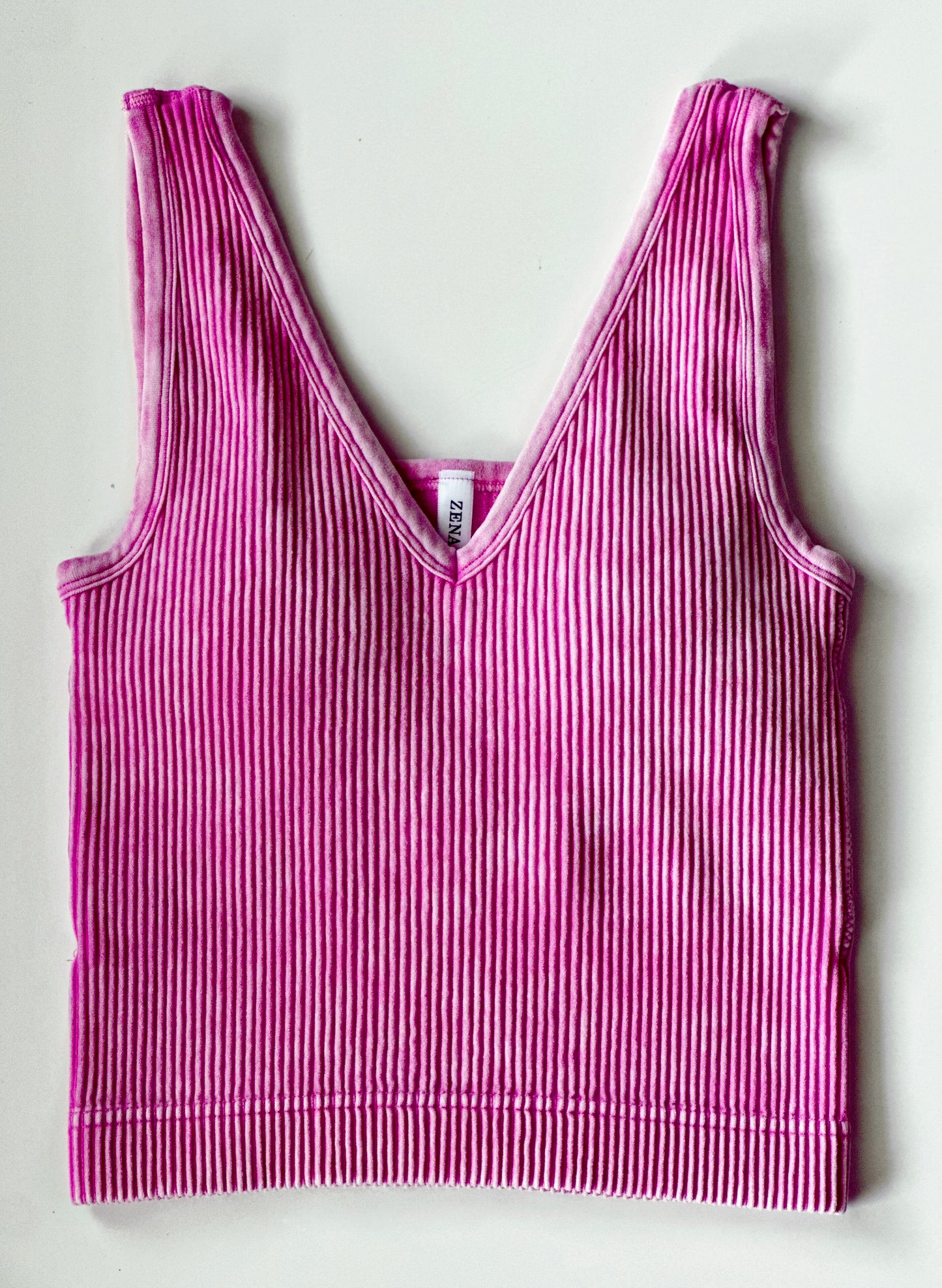 Ribbed Wash Padded Tank Tops