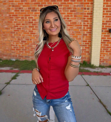 Classic Ribbed Button Top